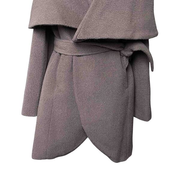 Elie Tahari Belted Wrap Coat Brown Size M Shawl Collar Wool Alpaca Blend Preppy - Picture 3 of 13